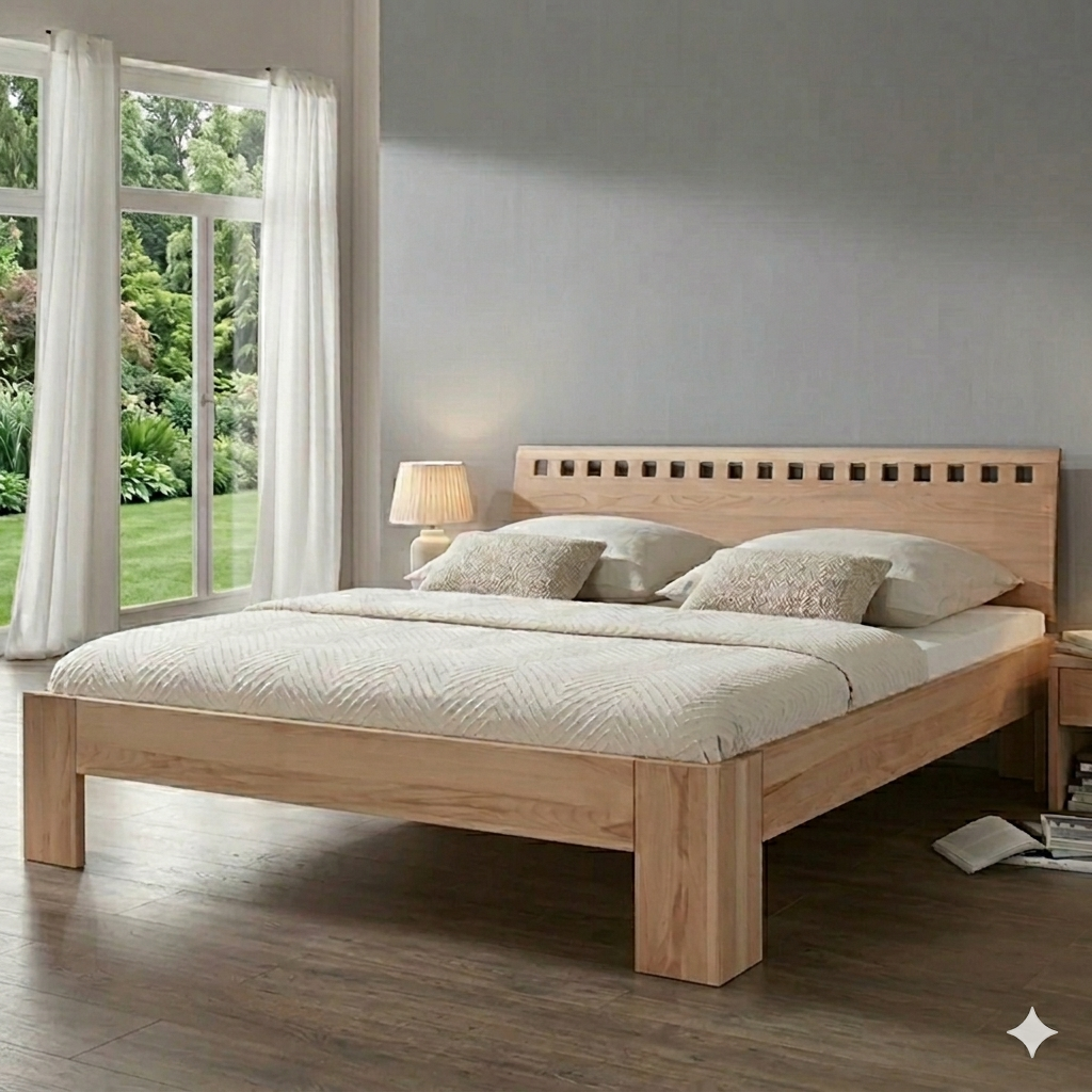 M20 Massivholzbett aus Wildeiche oder Kernbuche