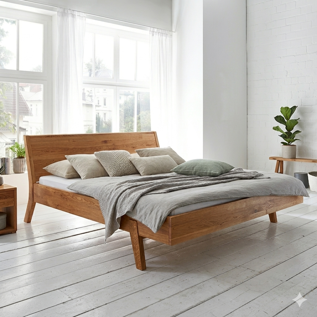 Torino 2 Massivholzbett aus Wildeiche oder Kernbuche